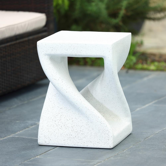 Speckled White Square Twisted Indoor and Outdoor Side Table