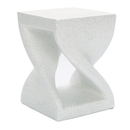 Speckled White Square Twisted Indoor and Outdoor Side Table