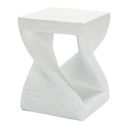 Speckled White Square Twisted Indoor and Outdoor Side Table