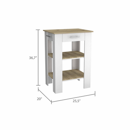 Delos 23 Kitchen Island, Two Shelves, Two Drawers