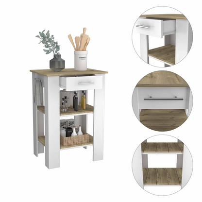 Delos 23 Kitchen Island, Two Shelves, Two Drawers