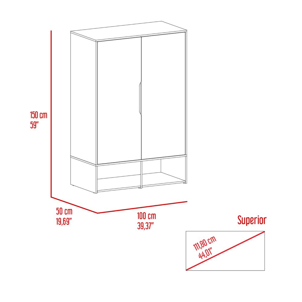 Bamboo Armoire, Double Door Cabinets, Five Shelves, Hanging Rod