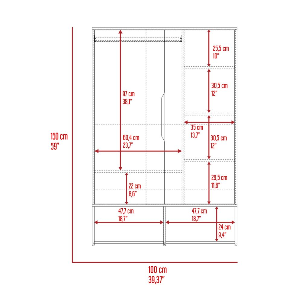 Bamboo Armoire, Double Door Cabinets, Five Shelves, Hanging Rod