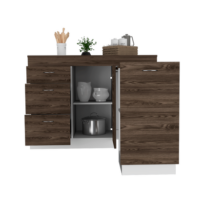 Kitchen Base Cabinet, Three Drawers, Two Interior Shelves