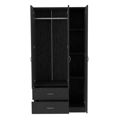 Bosko Three Doors Armoire, Two Drawers, Metal Rod