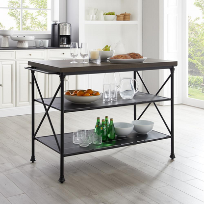 Madeleine Kitchen Island Brown/Matte Black