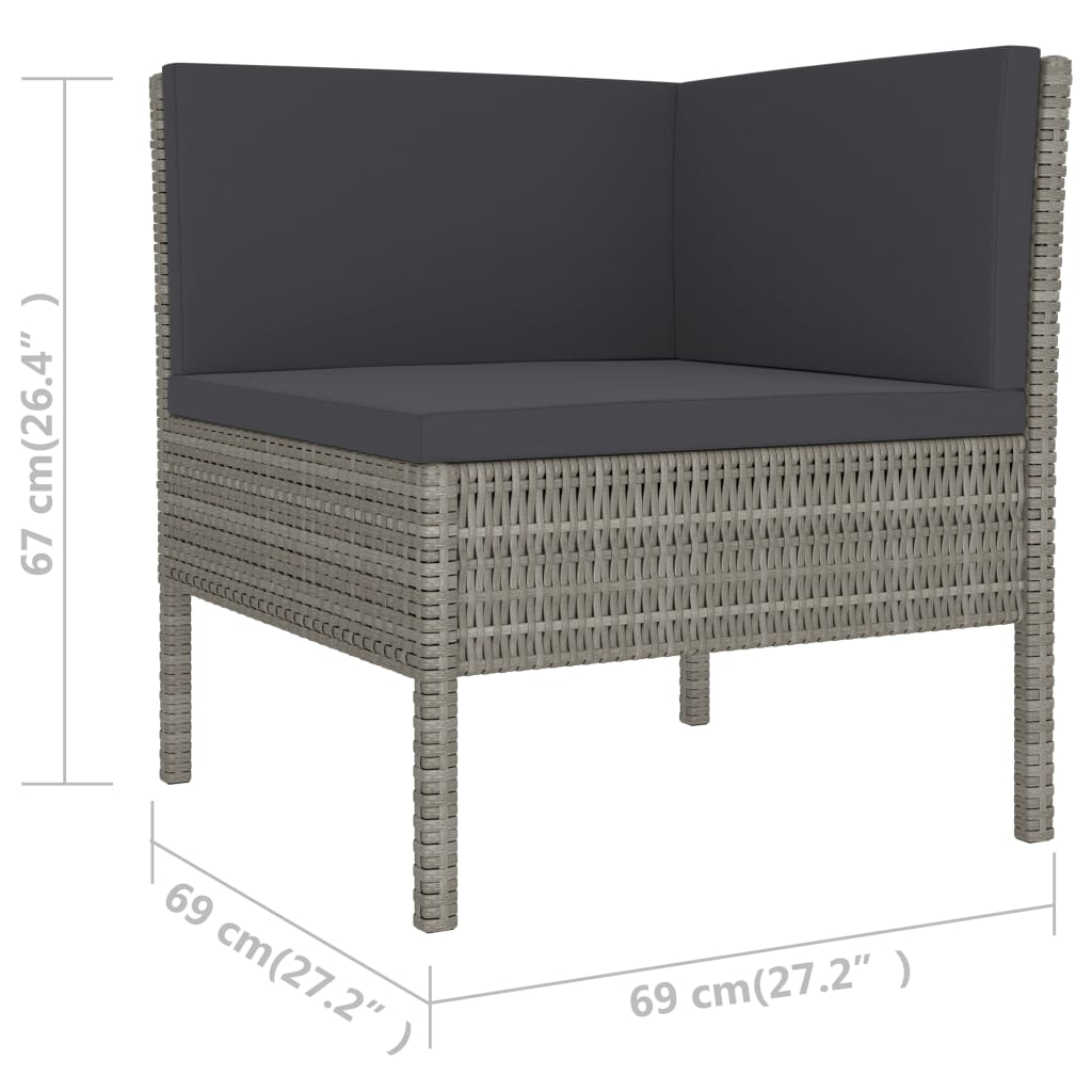 6 Piece Patio Lounge Set with Cushions Poly Rattan Gray