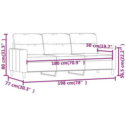 3-Seater Sofa Light Gray 70.9" Fabric