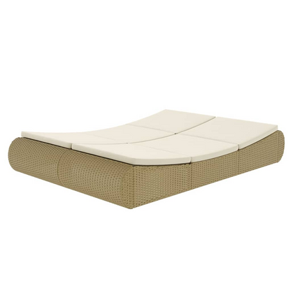 Patio Lounge Bed Poly Rattan Beige