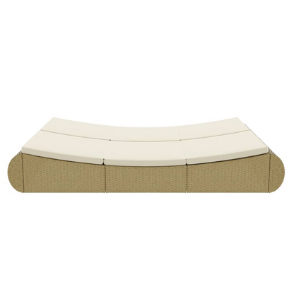 Patio Lounge Bed Poly Rattan Beige