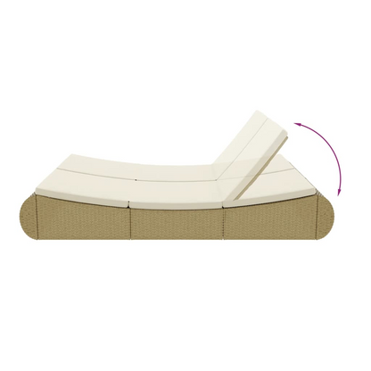 Patio Lounge Bed Poly Rattan Beige