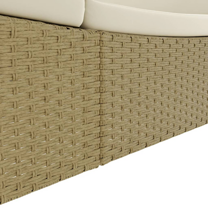 Patio Lounge Bed Poly Rattan Beige