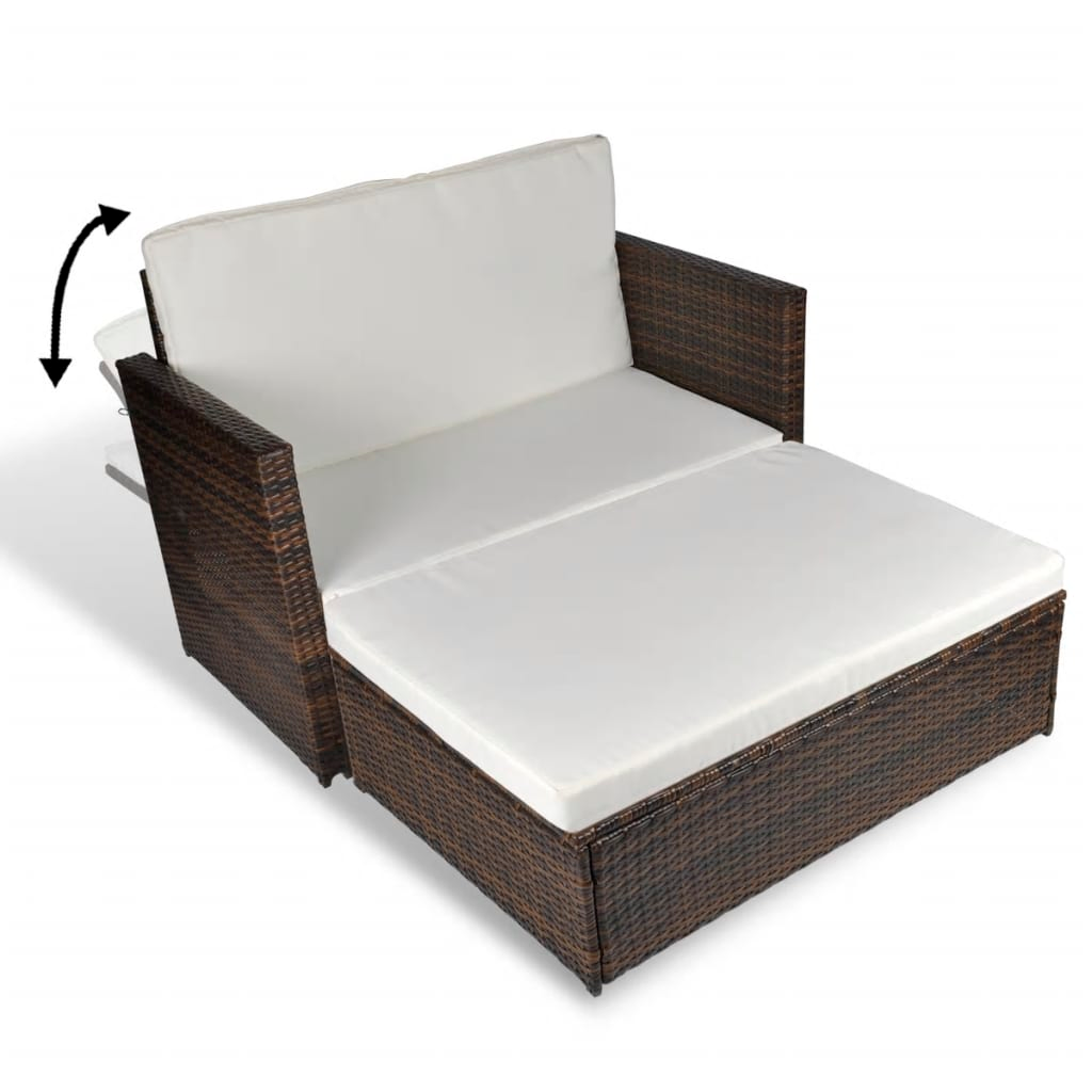 Patio Sofa Poly Rattan Brown