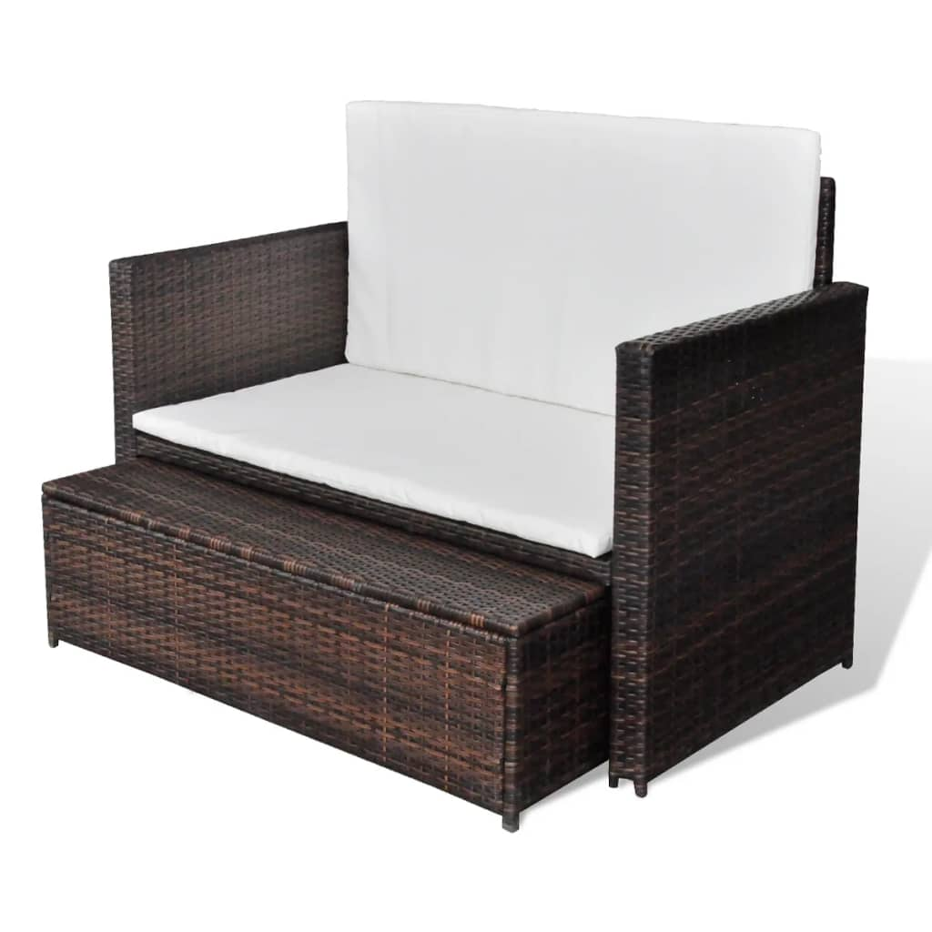 Patio Sofa Poly Rattan Brown