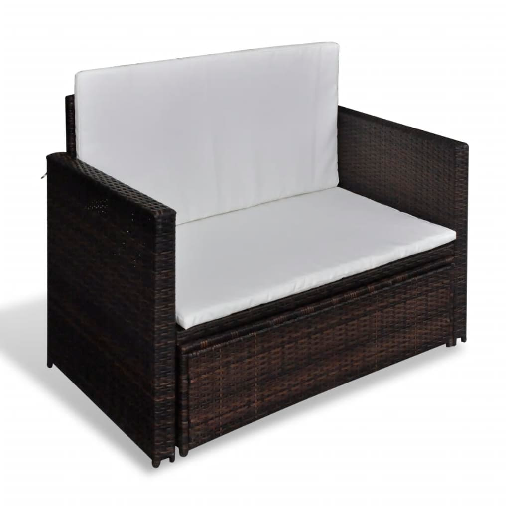 Patio Sofa Poly Rattan Brown