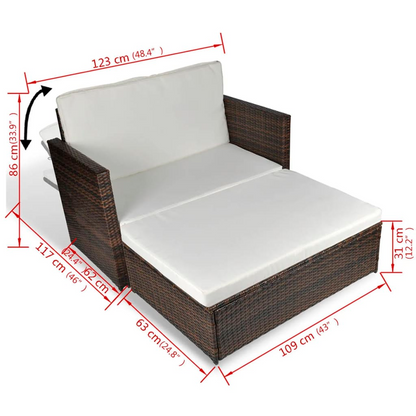 Patio Sofa Poly Rattan Brown