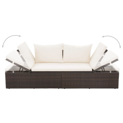 Patio Bed Brown 76.8"x23.6" Poly Rattan