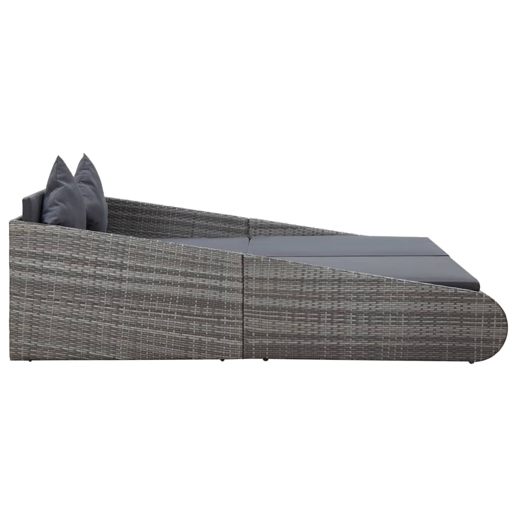 Patio Bed Gray 43.3"x78.7" Poly Rattan