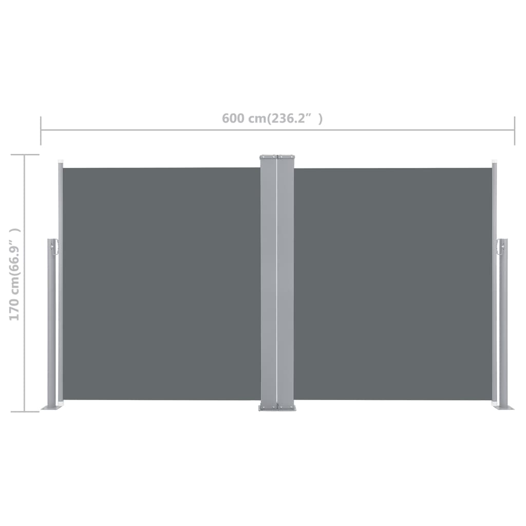 Patio Retractable Double Side Awning 66.9"x236.2" Anthracite