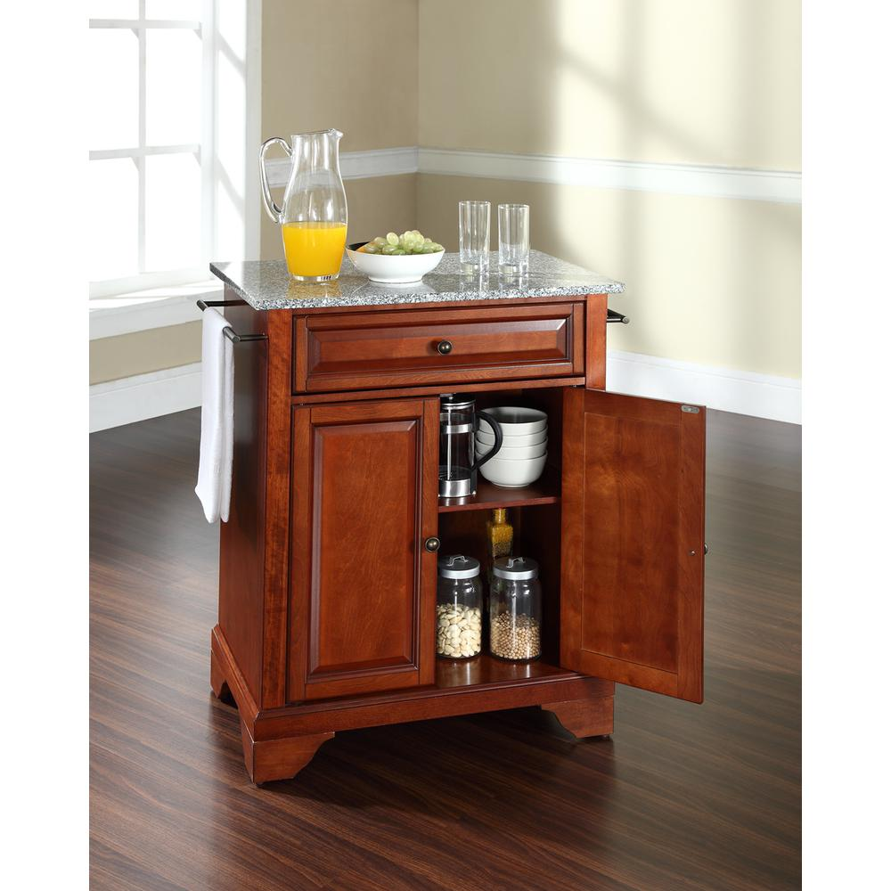 Lafayette Granite Top Portable Kitchen Island/Cart Cherry/Gray