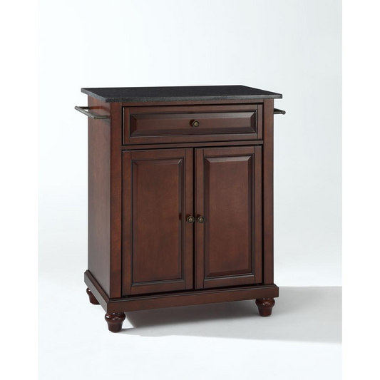 Cambridge Granite Top Portable Kitchen Island/Cart Mahogany/Black