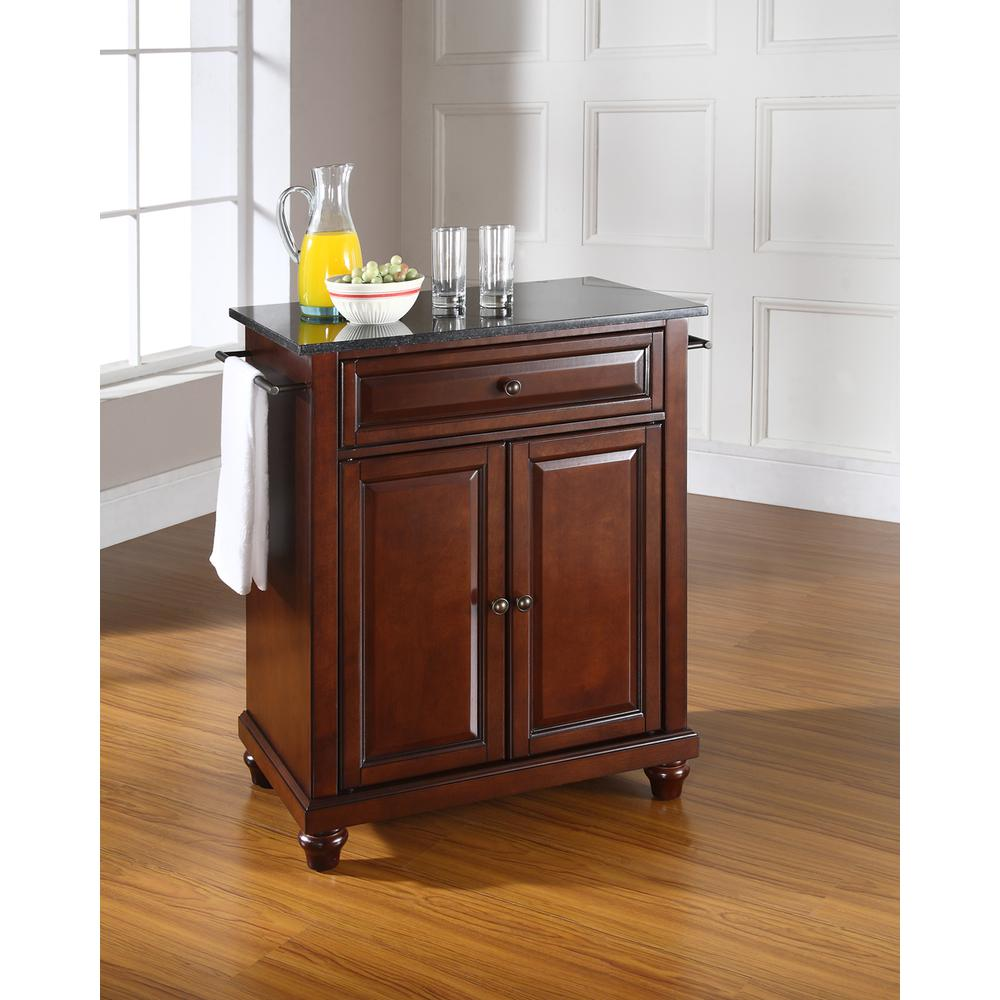 Cambridge Granite Top Portable Kitchen Island/Cart Mahogany/Black