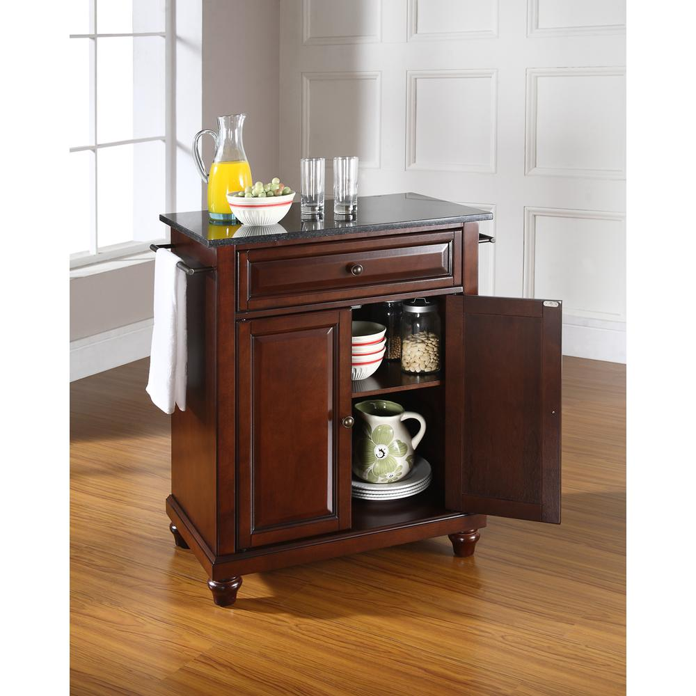 Cambridge Granite Top Portable Kitchen Island/Cart Mahogany/Black