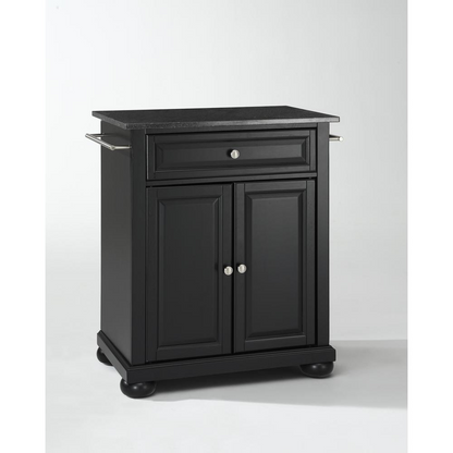 Alexandria Granite Top Portable Kitchen Island/Cart Black/Black