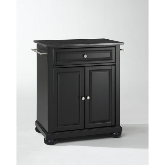 Alexandria Granite Top Portable Kitchen Island/Cart Black/Black