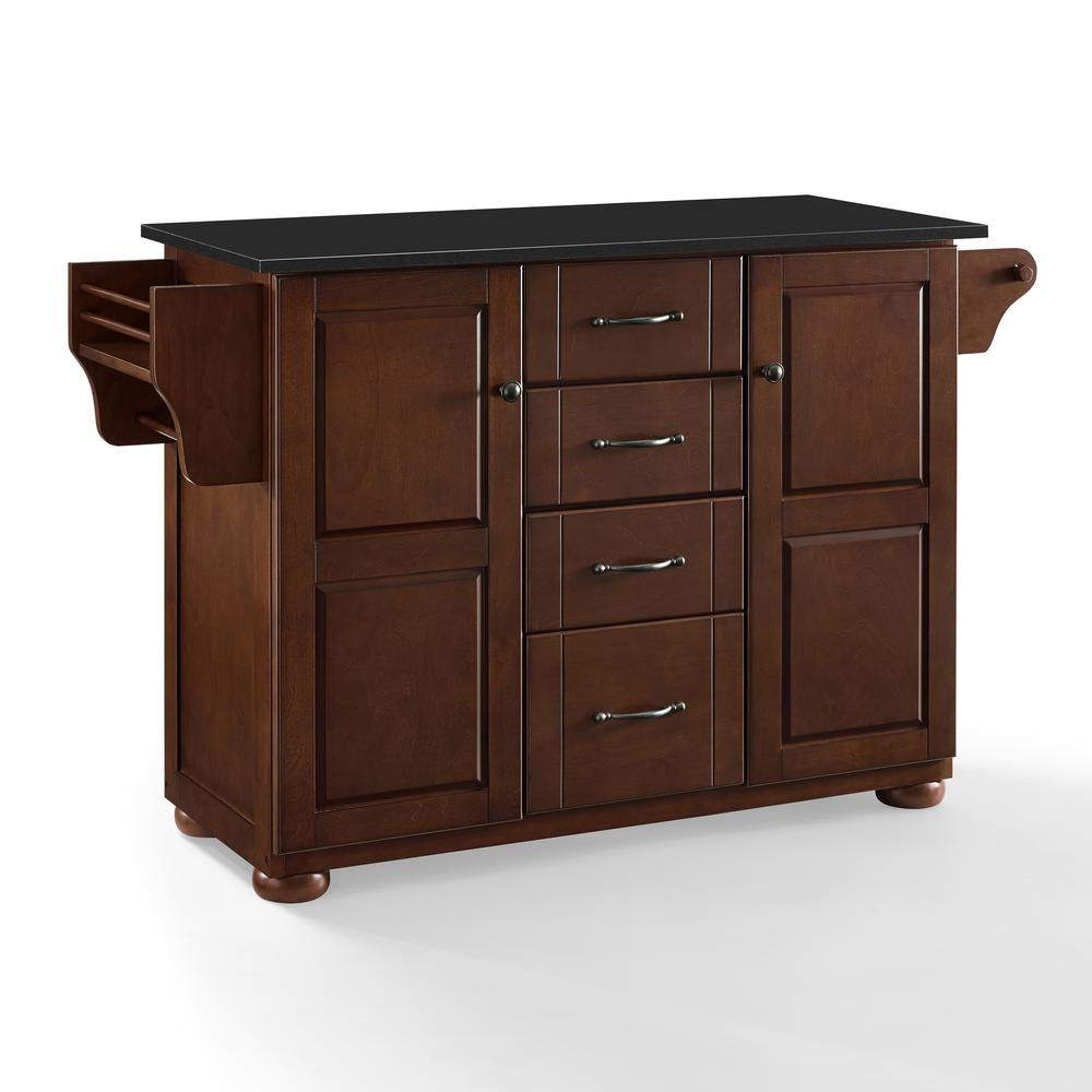 Eleanor Granite Top Kitchen Island Mahogany/Black