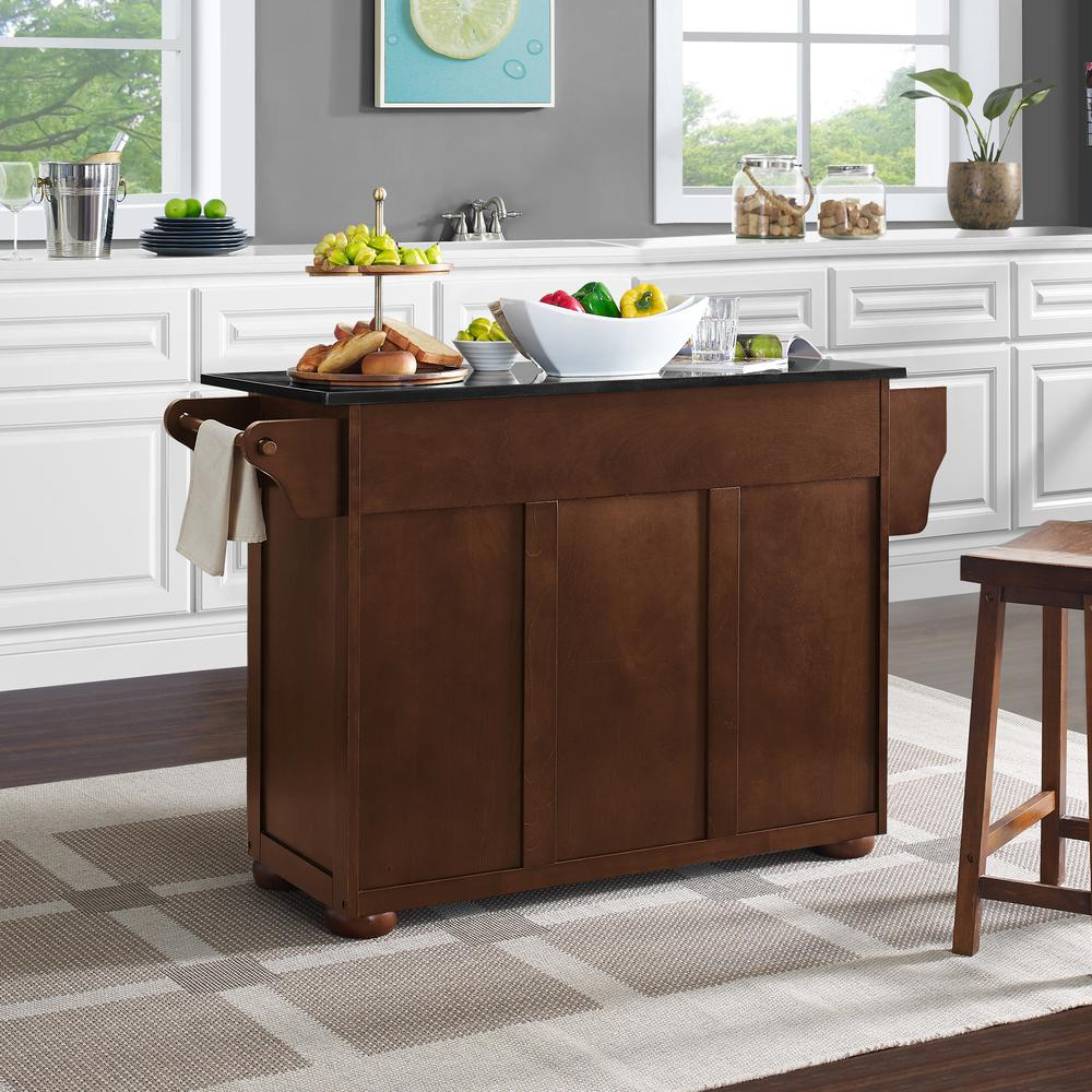 Eleanor Granite Top Kitchen Island Mahogany/Black