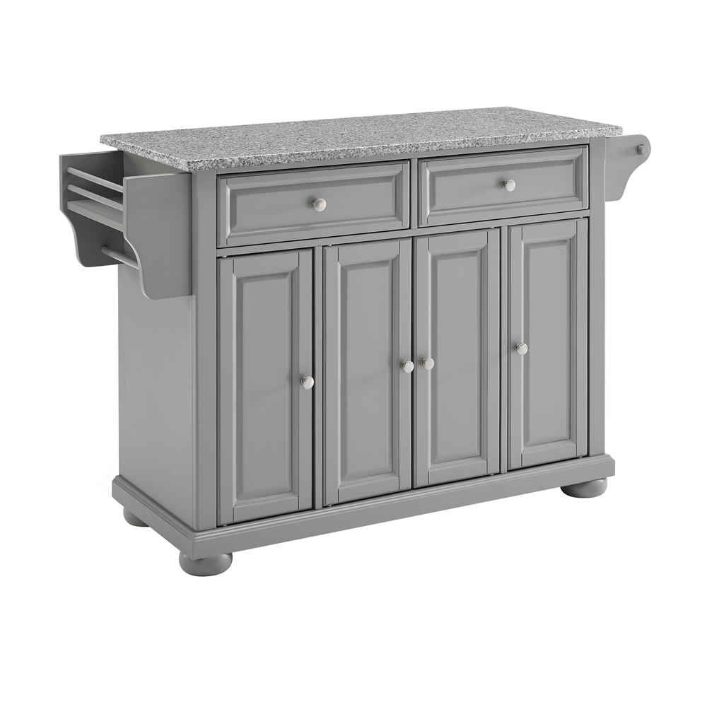 Alexandria Granite Top Full Size Kitchen Island/Cart Gray/Gray