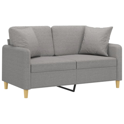 2-Seater Sofa with Pillows & Cushions Light Gray 47.2" Fabric