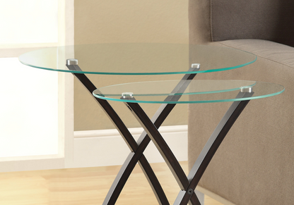 Brown And Clear Glass Round Nested Tables