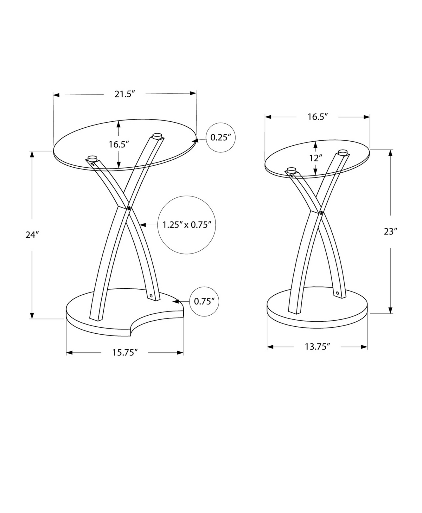 Brown And Clear Glass Round Nested Tables