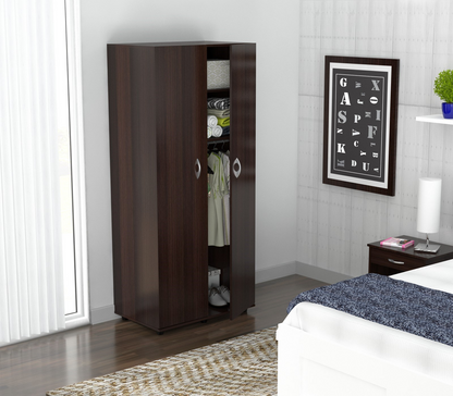 Espresso Finish Wood Wardrobe With Two Doors