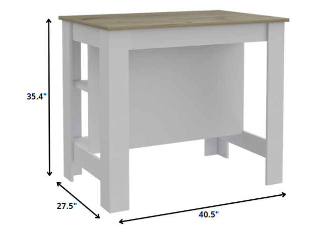 Modern White and Light Oak Kitchen Island