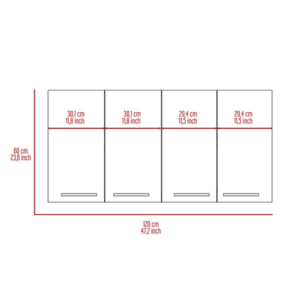 Kitchen Cabinet Durham, Four Doors, White Finish