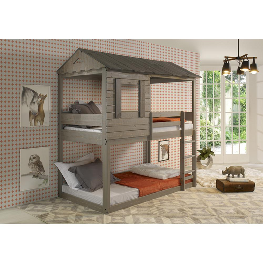 Darlene Twin/Twin Bunk Bed, Rustic Gray