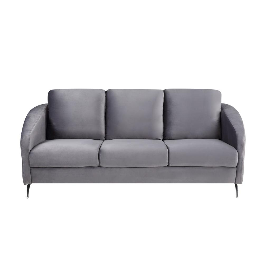 Sofia Gray Velvet Modern Chic Sofa Couch