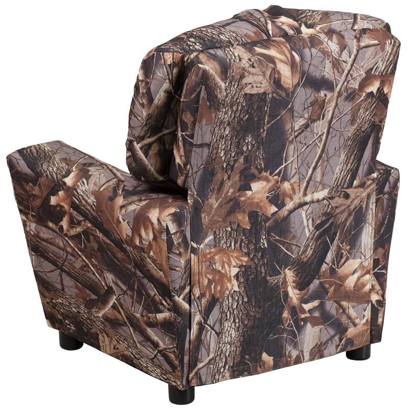 Kids Contemporary Camouflaged Fabric Recliner with Cup Holder