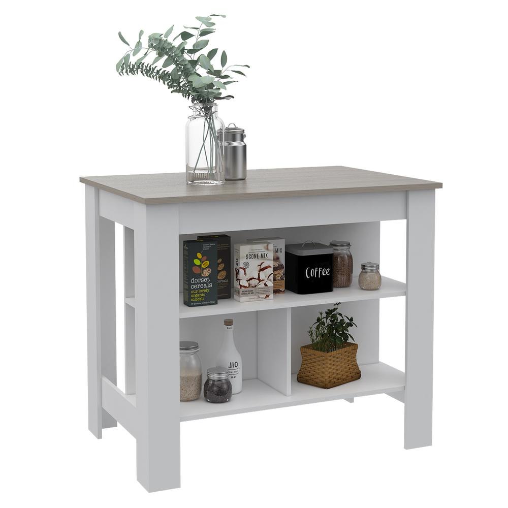 Antibacterial Delos Kitchen Island White-Light Grey