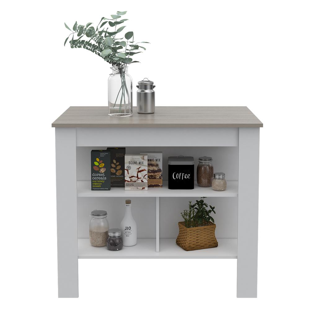 Antibacterial Delos Kitchen Island White-Light Grey