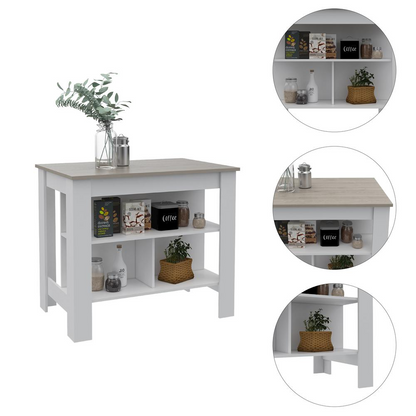 Antibacterial Delos Kitchen Island White-Light Grey