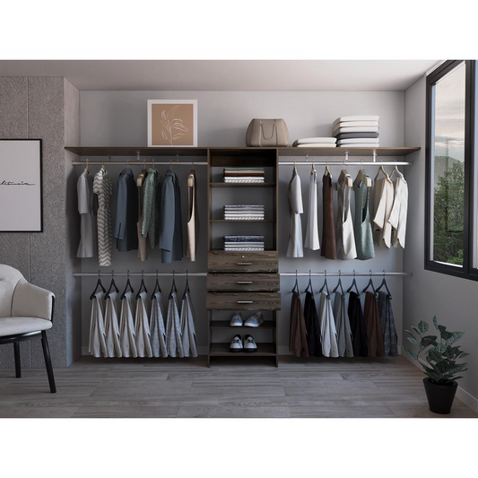 Zamora 69"W - 118"W Closet System Dark Walnut