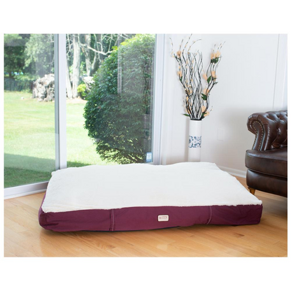 Large Pet Bed Mat with Poly Fill Cushion in Ivory & Burgundy