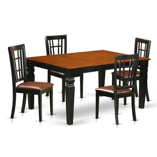 5  Pc  Kitchen  table  set  with  a  Dinning  Table  and  4  Leather  Dining  Chairs  in  Black