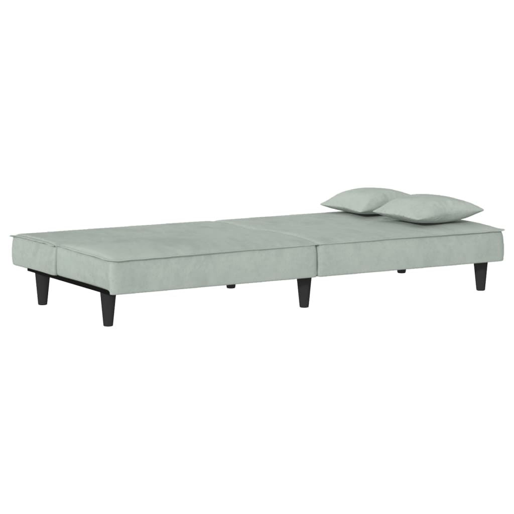 Sofa Bed Light Gray Velvet