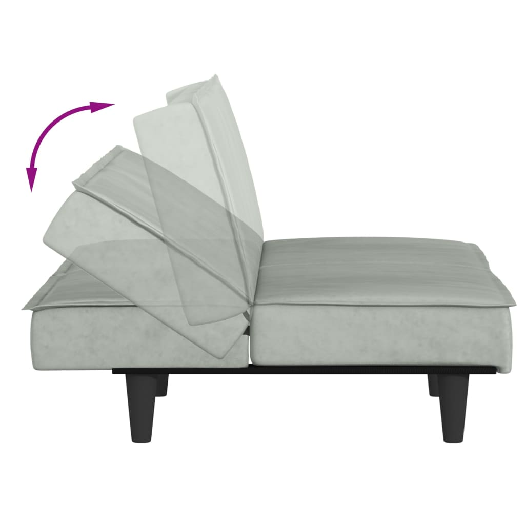 Sofa Bed Light Gray Velvet