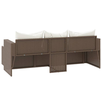 Patio Lounge Set Brown Poly Rattan